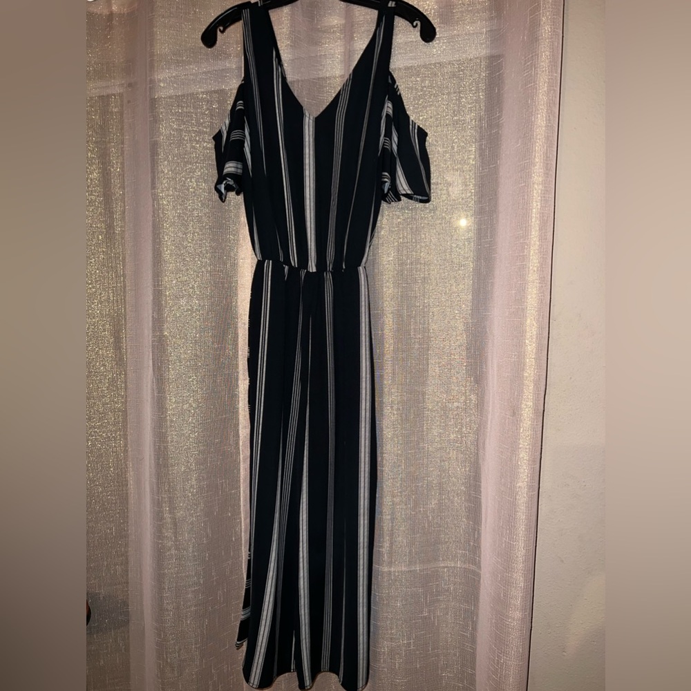 Charming Charlie striped jumpsuit small